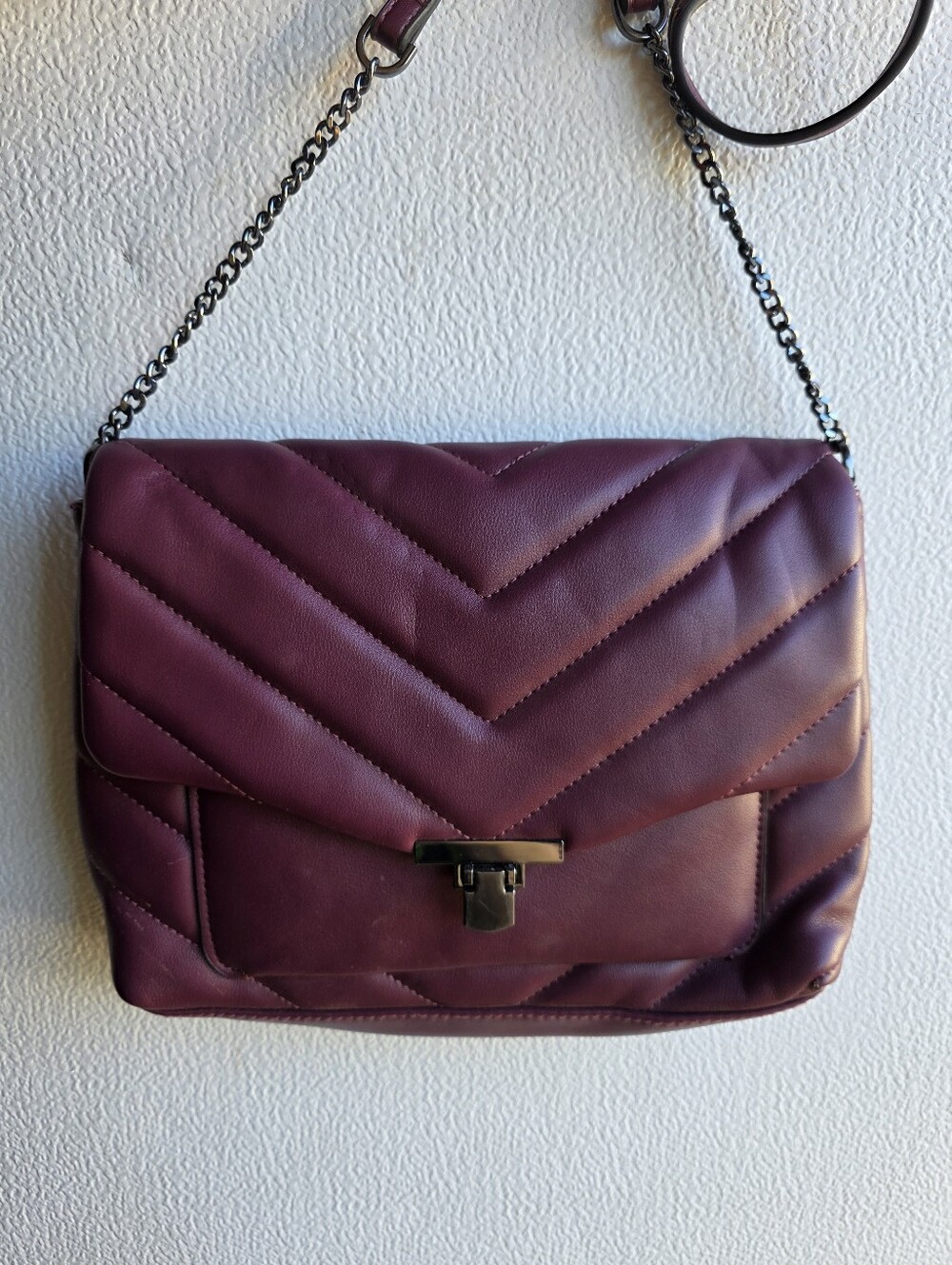 A New Day Target Y2K Quilted Chevron Crossbody Bag Plum Burgundy Women's